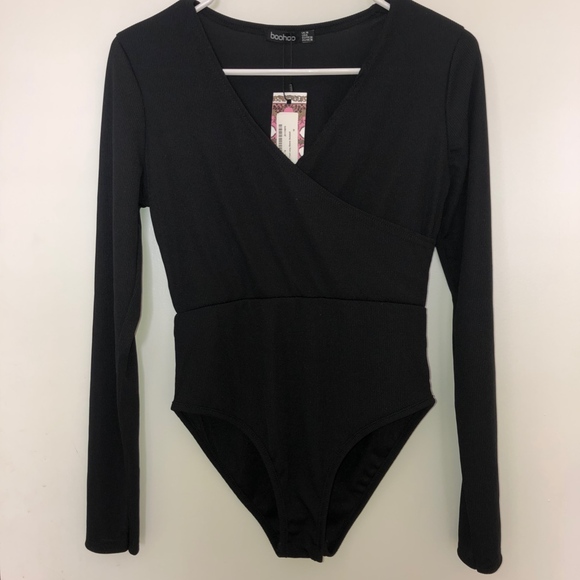 Basic Wrap Front Long Sleeve Bodysuit - Picture 2 of 3